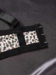 1pc Romantic French Lace Comfortable Minimalist Supportive Plus Size Leopard Print Bra Lingerie - Multicolor - View 5