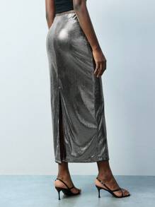 Maija Damen glänzender metallischer Taillengürtel mit verdecktem Reißverschluss an der Seite, vielseitiger Urban Party figurbetonter Minirock mit tiefer Taille, geeignet für alle Jahreszeiten Western-Mode für Frauen