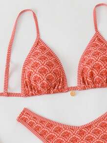 Swim Mod Women's Random Print Spaghetti Strap Sexy Bikini Set, Summer - Multicolor - View 6