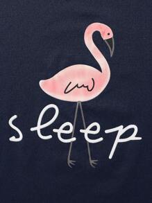 Tween Girls 海军蓝火烈鸟印花休闲 2 件套家居服套装 - 长裤和短袖上衣 - 彩色 - 查看 7