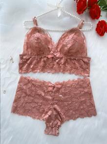 2 件套大码女士性感蕾丝内衣套装