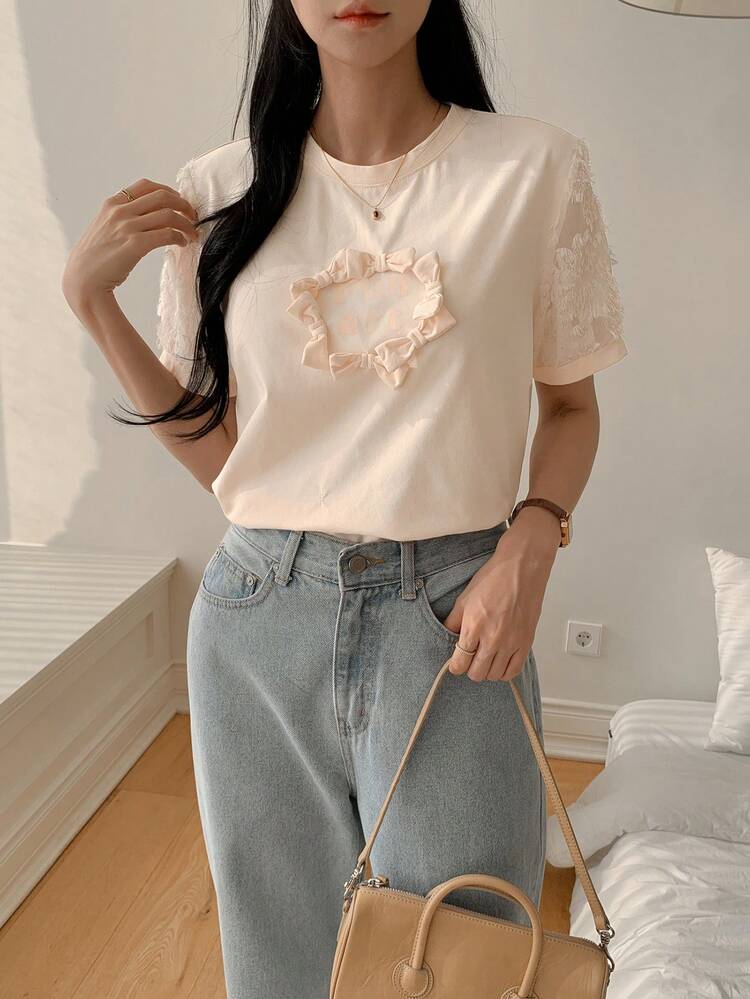 Summer New Style Casual Elegant Party Dinner Date Women T-Shirt Cute Tops