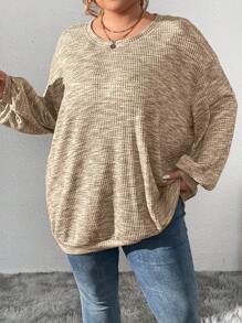 SHEIN CURVE+ Plus Size Shiny Party Club Hooded Sweatshirt Jacket - Apricot - View 3