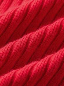 SHEIN Tween Boys Collared Long Sleeve Minimalist Casual Top - Red - View 5