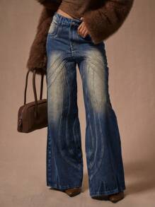 MUSERA 拼接宽松牛仔裤，90年代春季可爱夏日