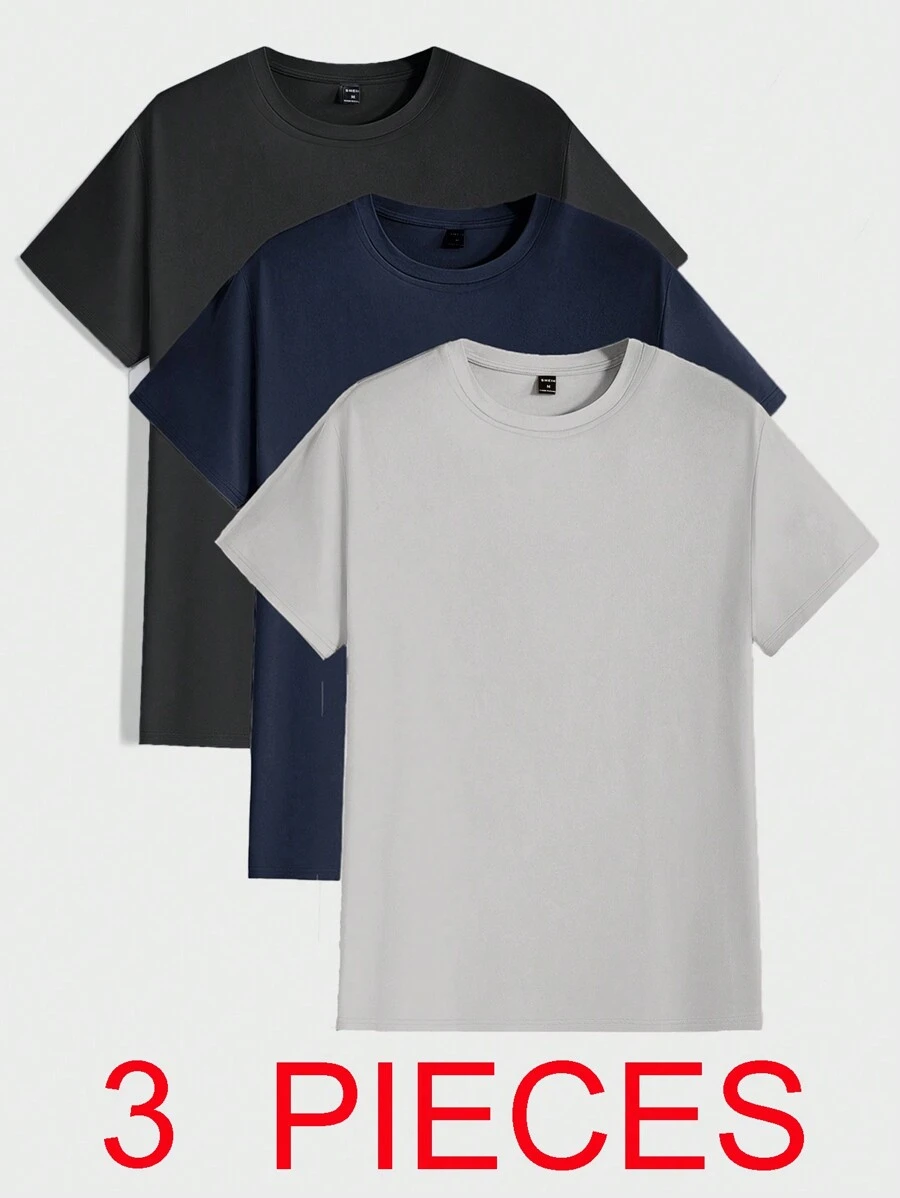 RueChic 100% Cotton Multi-Pack Fitted Round Neck All-Match T-Shirts - Multicolor - View 1