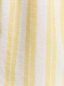 THE HAPPY LOOK Young Girls Striped Color Block Puff Sleeve Cinched Waist Flared Hem Dresses, Resort Style