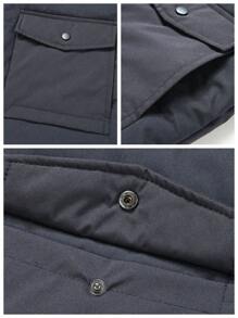 Manfinity Homme 男士纯色拉链连帽冬季夹克，简约时尚休闲日常穿着 - 灰色 - 查看 5