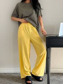 DAZY 2 件套简约插肩袖上衣和直筒裤舒适家居服套装睡衣