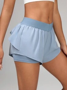 SHEIN Sport Studio Einfarbiger sportlicher Skort, simples Lässig Design für den täglichen Gebrauch Tennis Rock