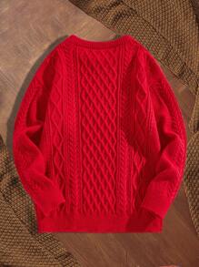 Manfinity VCAY Men's Knit Fashion Character Casual Loose Fit Long Sleeve Sweater, Suitable For Young Adults, Vacation, For Fall Winter, Christmas