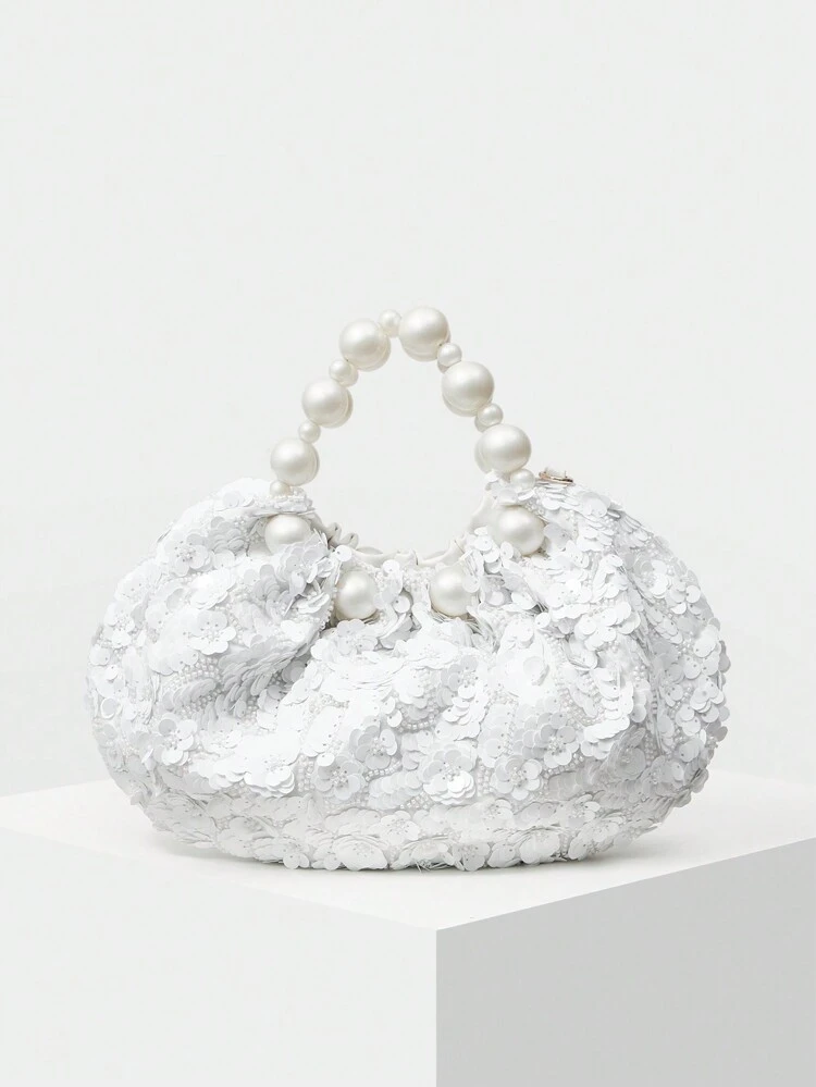 SAC À MAIN ÉLÉGANT ET POUR FEMME AVEC SEQUINS ET PERLES FAUSSES