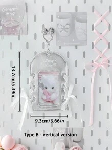 1 قطعة حامل بطاقة صور أفقي/عمودي 9.5*12سم/9.3*13.7سم من البولي يوريثان لطيف، غطاء واقي لبطاقة الهوية، مناسب لبطاقة طالب، معلم، ممرضة، لوازم ارتداء، لوازم مكتبية - وردي