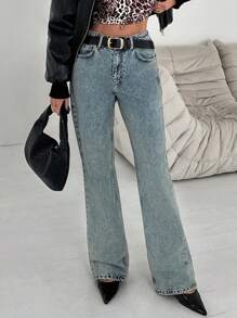 EURMUSE Women Mid-Rise Pocketed Straight Leg Casual Versatile Jeans - Medium Wash - View 6