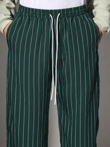 SUMWON Skater Fit Stripe Pants Wide Leg Retro Skater Relaxed Drawstring Trousers Streetwear Classic Casual All-Season Athletic Bottoms Comfort Lounge Pants