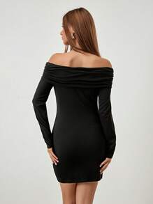 Calvaya Women's Off-Shoulder Tie-Front Eyelet Corset Midi Dress