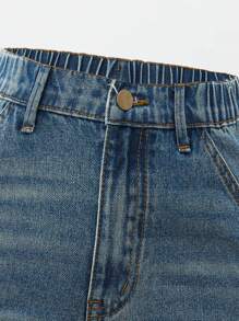 Vintage Street-Style Chic Katzenschnurrbarthandwerk großer Junge vielseitiger Pendler populärer Artikel, einzigartige Umklapptaschen Cargo-Jeans mit großer Tasche - Mittele Waschung - Übersicht 6