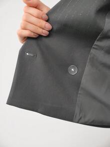 MOTF STUDIO 对比色饰边双排扣西服外套