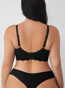 2pcs Plus Size Women Lace Comfortable Bra Set