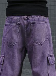 Manfinity EMRG Men's Cargo Pocket Wide Leg Loose Fit Casual Jeans