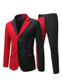 Manfinity Mode Plus Size Men's Suit Set: Jacket And Pants, Casual And Elegant For Daily Wear - Multicolor - View 3