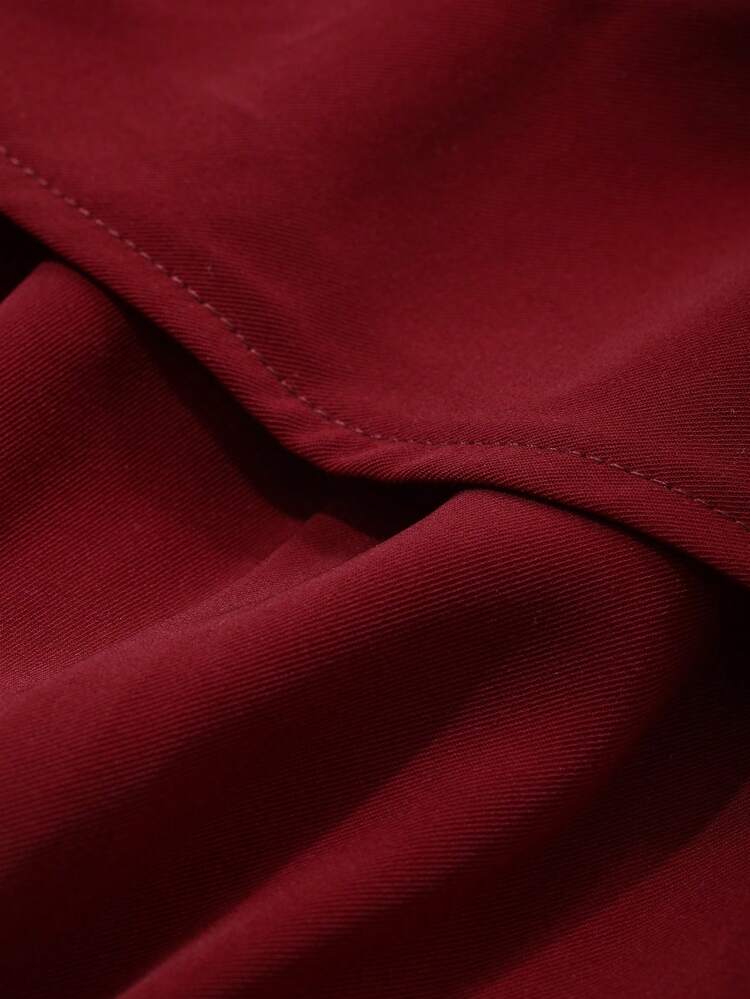 Women V-Neck Ruffle Trim Midi Dress, Solid Color For Date Night, Valentine's Day, Chinese New Year Elegant Sundress Red Women Dresses Prom Dress Christmas