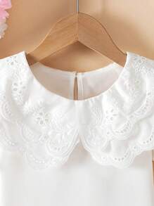 SHEIN Camicia elegante da ragazza con colletto jacquard a due strati, maniche a palloncino, tinta unita, stile principessa, adatta per vacanze, viaggi, scuola, feste, regali di compleanno, estate
