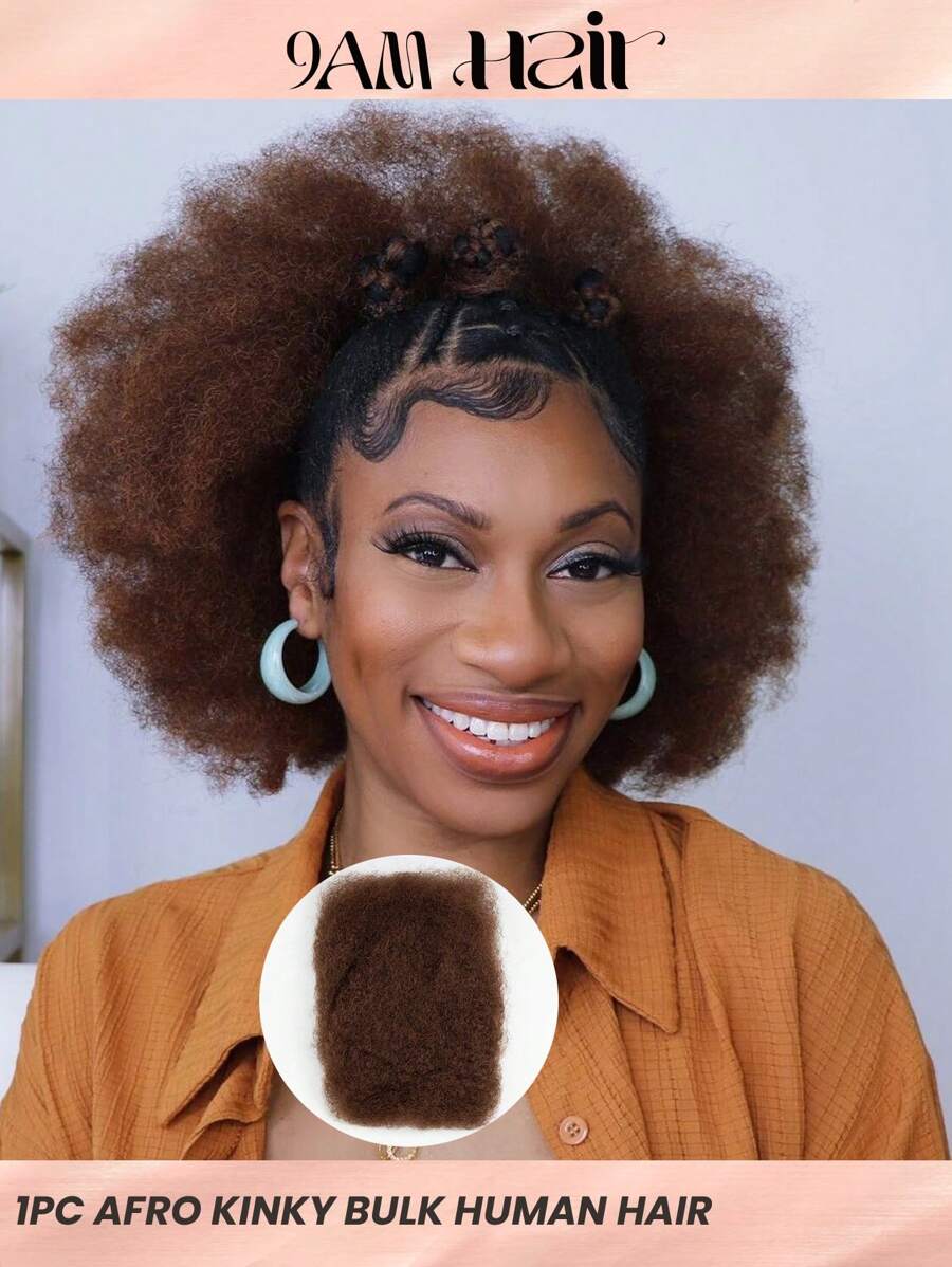 Boho Braids 1 件非洲卷发散装真人发棕色非洲卷发散装编织接发适用于扭发辫钩针人发接发适用于无结辫子 50 克/件 - S35 - 查看 1