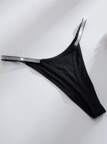 MidnightGlam 7pcs/Set Silver Color Belts And Sexy Women G-String Panties, Multi-Color, Lingerie For Women,Sexy,Valentine's Day,Wedding - Black - View 6