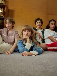 SHEIN Explorewe 2pcs/Set Teen Girls American Casual Sports Letter Graphic Crop Top & Red Ribbon Design Sport Pants 2 Pieces Outfit, Suitable For Spring & Summer Outdoor Activities - Red - View 7