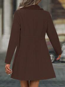 SHEIN Clasi Abrigo de mujer de lana de doble botonadura, de unicolor, para otoño/invierno