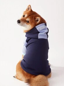 PETSIN 1pc Pet Bicolor Hoodie Sweatshirt With Raglan Sleeves, Casual Dog Coat - Multicolor - View 2