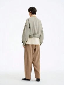 SHEIN LUNE 女式休闲短款大口袋工装夹克 - 灰色 - 查看 2