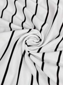 SHEIN Maternity Casual Striped Short Sleeve Jumpsuit - White - View 5