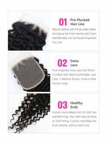 5x5 深波浪透明蕾絲閉合人發深波浪蕾絲閉合前額雷米頭髮女式 - S1 - 查看 5