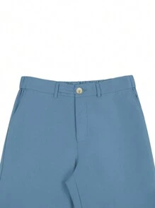 Calvornis Men's Solid Color Minimalist Casual Everyday Trousers, Light Blue Pants - Baby Blue - View 5