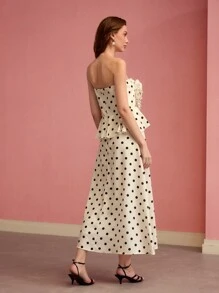 MOTF PREMIUM POLKA DOT STEREO FLORAL TUBE DRESS,SPRING/SUMMER - Black and White - View 5