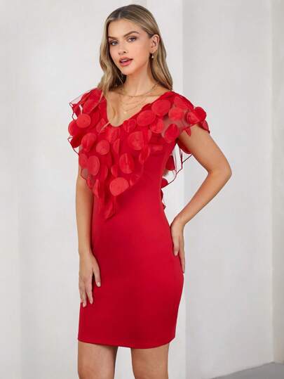 SHEIN Clasi 女士优雅网眼紧身迷你连衣裙