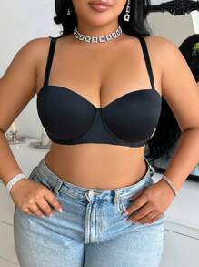 1/2 Cup Comfortable Gathered And Lightly Padded Ladies Bra - Black - View 3