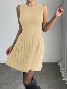 Chiquease 女士两件套：正面纽扣长袖简约衬衫和连衣裙 - 黃色 - 查看 3