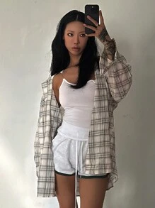 Strévra Top camiseta sin tirantes ajustado con diseño de capas estilo Y2K para mujeres