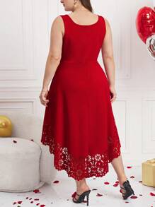 Ellevyn Vestido rojo de unicolor sin mangas casual para mujeres talla grande, atuendo para el Día de San Valentín, vestido de invitada de boda, vestidos de verano, vestidos formales para mujer