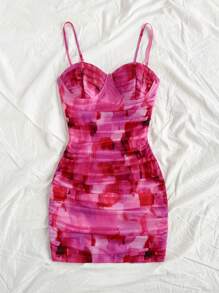 Soleia Women's Tie-Dye Color Block Ruched Mini Cami Dress, Suitable For Vacation,Dress For Women,Vacation Dress Women,Birthday Dress For Women,Spring/Summer Dress For Women,Mardi Gras,Western Wear Woman,Mesh Dress,90s Clothes,Easter Dress Women,Graduation Dress,Beach Dress For Woman,Music Festival Outfit Women