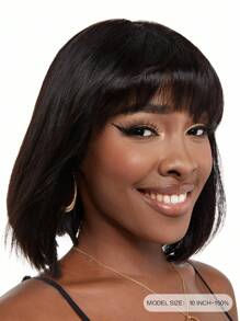 Short Bob Human Hair Wigs With Bangs None Lace Front Wigs Brazlian Straight Hair Machine Made Bob Wig For  Natural Color - S1 - View 8