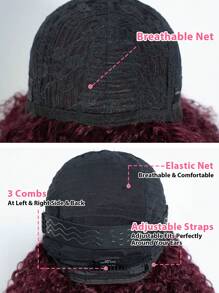 Density Pro 非洲卷曲波波头假发带刘海真人头发蓬松卷曲波波头刘海假发无胶可戴可戴波波头假发酒红色 99J 大发 - S99JC - 查看 8