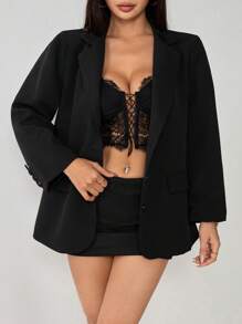 SHEIN PETITE Old Money 超大西装外套连衣裙 冬季服装 圣诞节