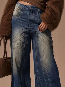 MUSERA 拼接宽松牛仔裤，90年代春季可爱夏日