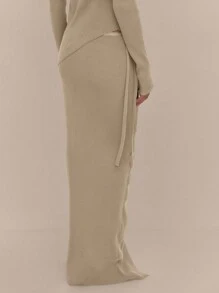 MUSERA 侧系带针织长裙，优雅春假可爱性感90年代毕业典礼婚礼宾客假日秋季夜晚外出秋冬日常时尚毛衣