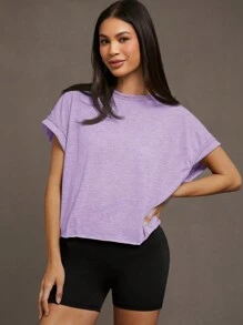 SHEIN Essnce Cut Out Back Batwing Sleeve Tee