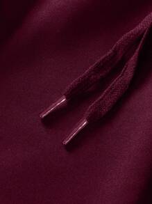 RueChic Cotton Men Letter Graphic Drawstring Waist Sweatpants - Burgundy - View 5